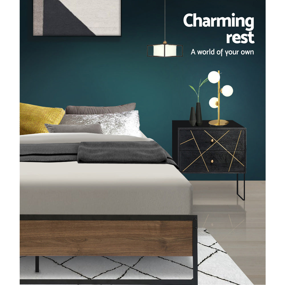 Vercelli Queen Metal Bed Frame, Black