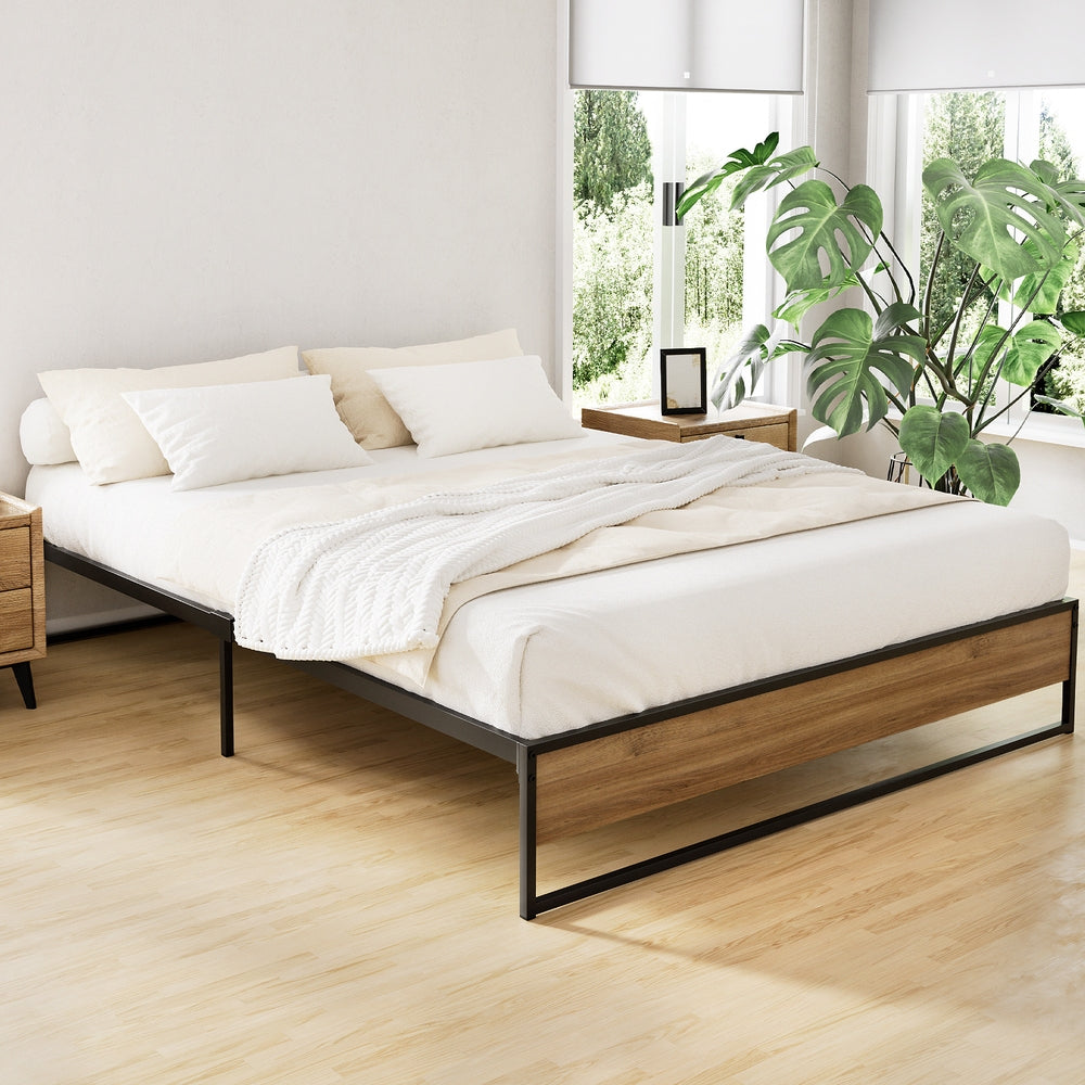 Vercelli Black Queen bed frame in a modern bedroom