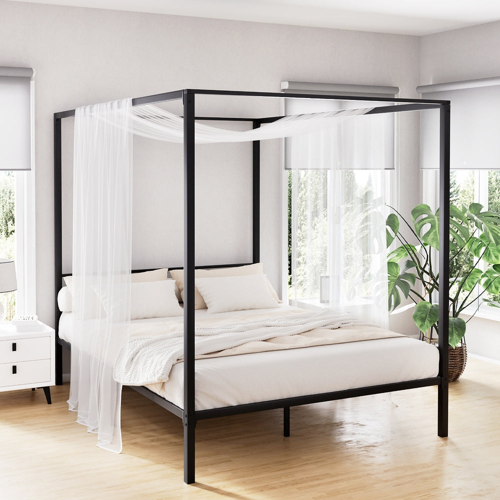 Bra Black Double bed frame in a modern bedroom