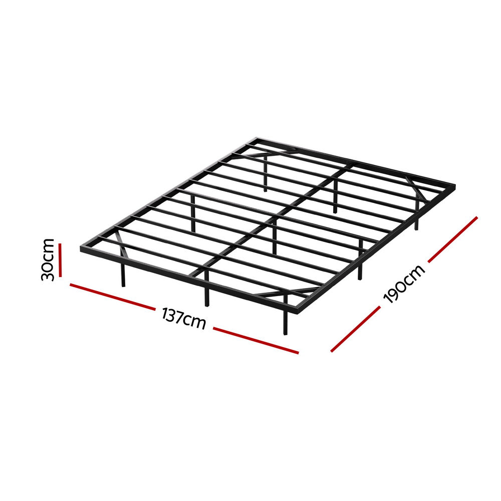 Artiss double floating metal LED bed frame side profile showing 26cm clearance — Allure Home Collections
