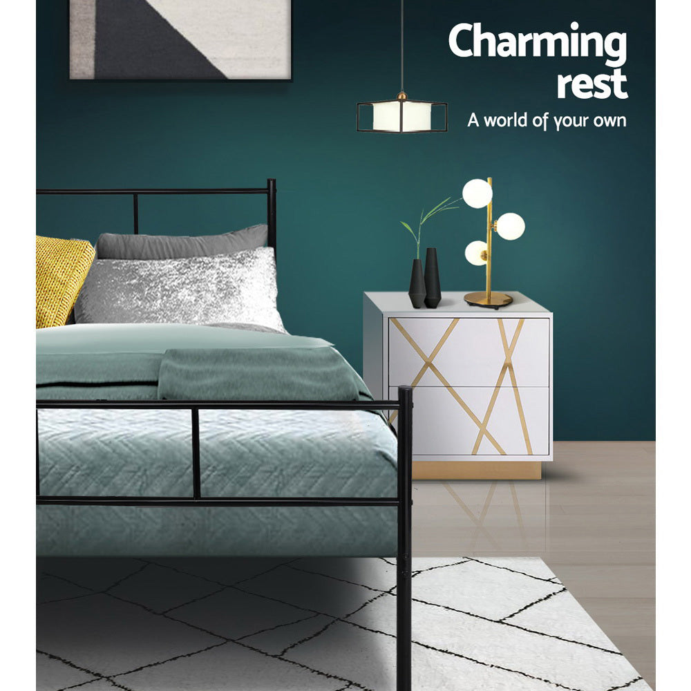 Artiss SOL metal bed frame metal tube slat base detail — Allure Home Collections