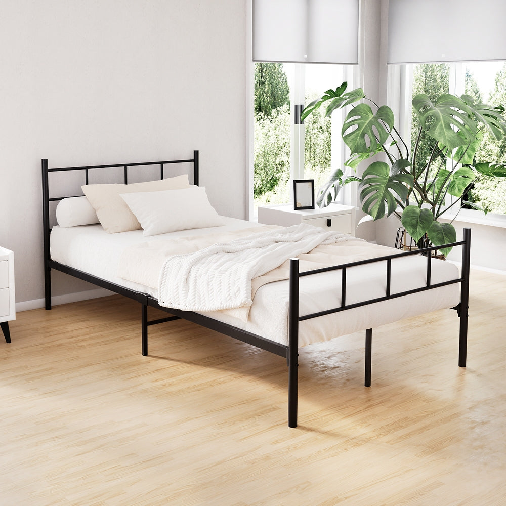 Alessandria Black King Single bed frame in a modern bedroom
