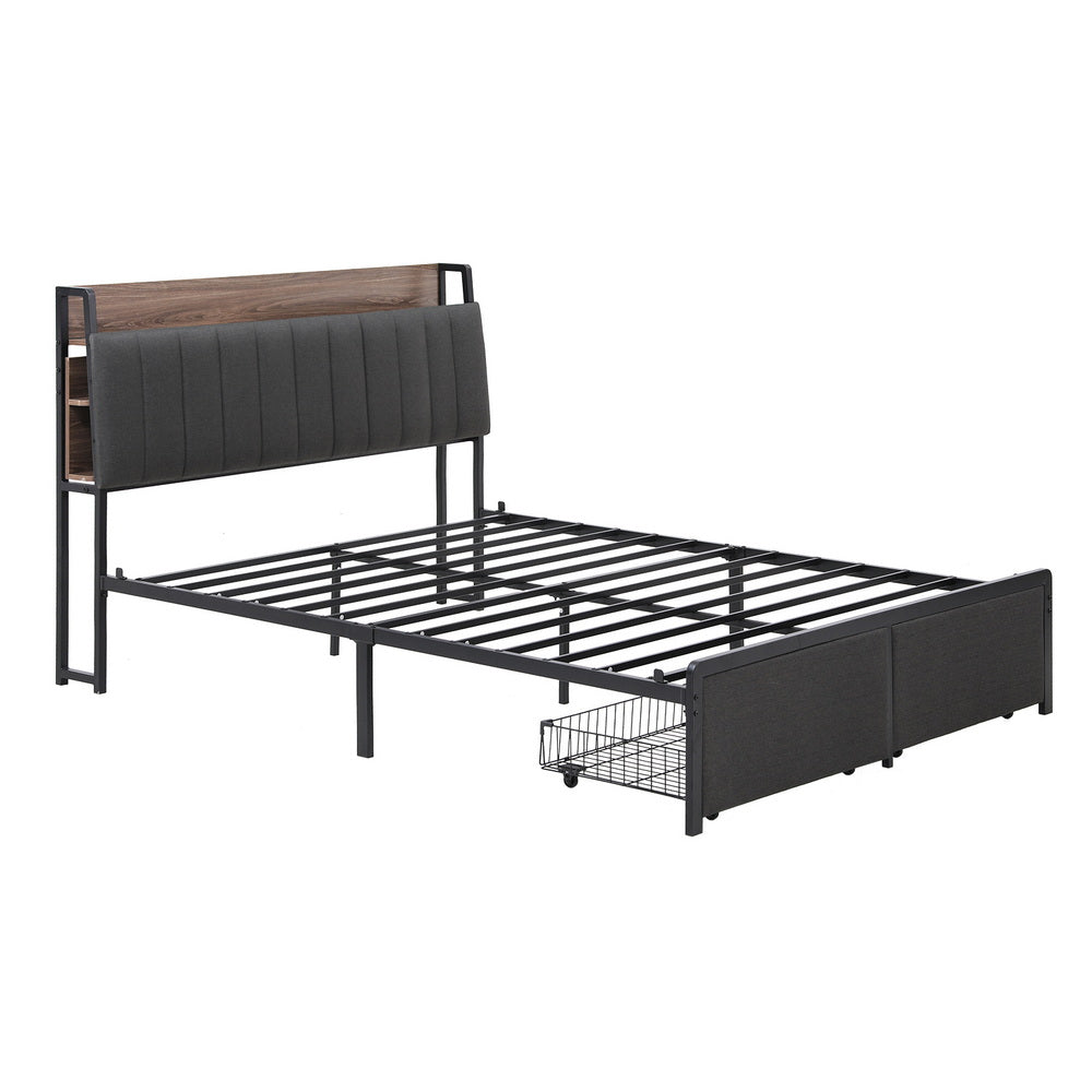 Tortona King Metal Bed Frame, Grey