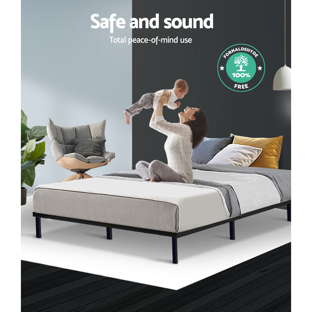 Artiss TED double metal bed frame showing 190 x 137cm Australian mattress fit — Allure Home Collections
