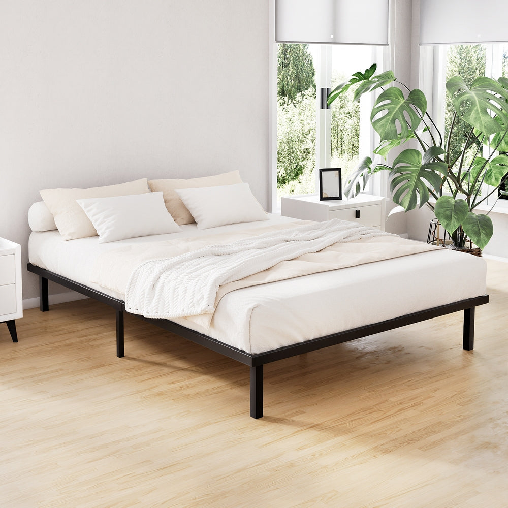 Acqui Black Double bed frame in a modern bedroom
