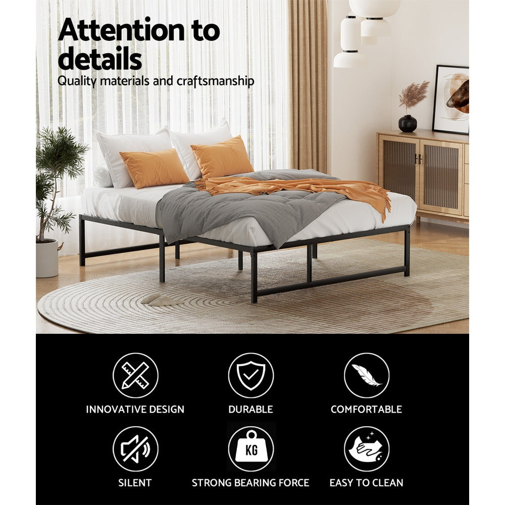Artiss TINO double metal bed frame from foot end — Allure Home Collections