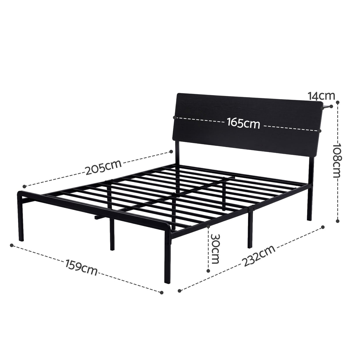 Sanremo Queen Metal Bed Frame, Black