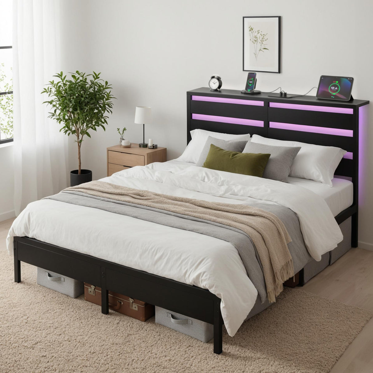 Rapallo Black Double bed frame in a modern bedroom