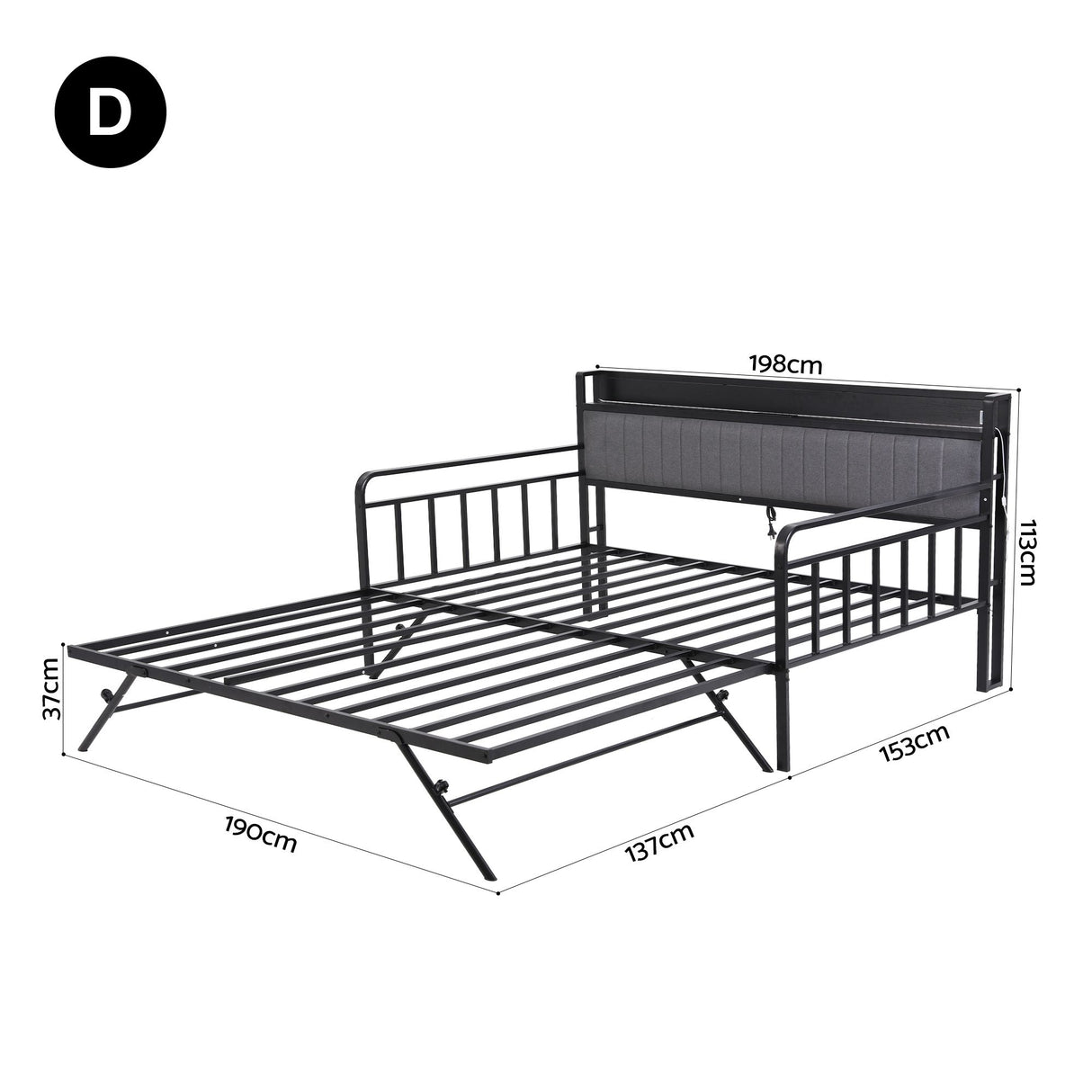 Chiavari Double Metal Bed Frame, Black