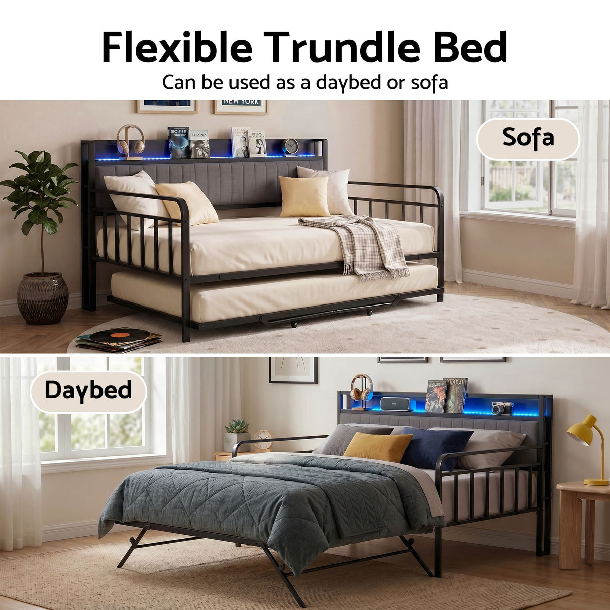 Chiavari Double Metal Bed Frame, Black
