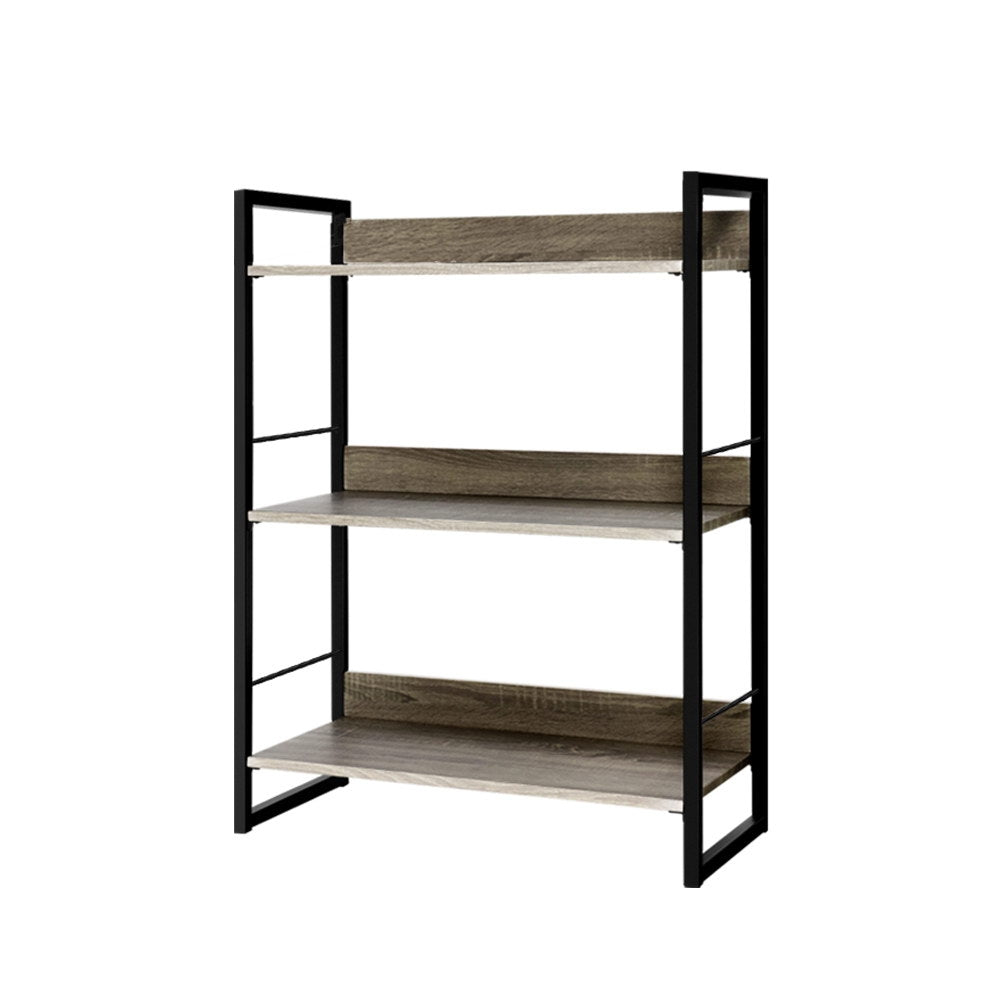 Brighton 3 Tier Display Shelf, Black and Oak