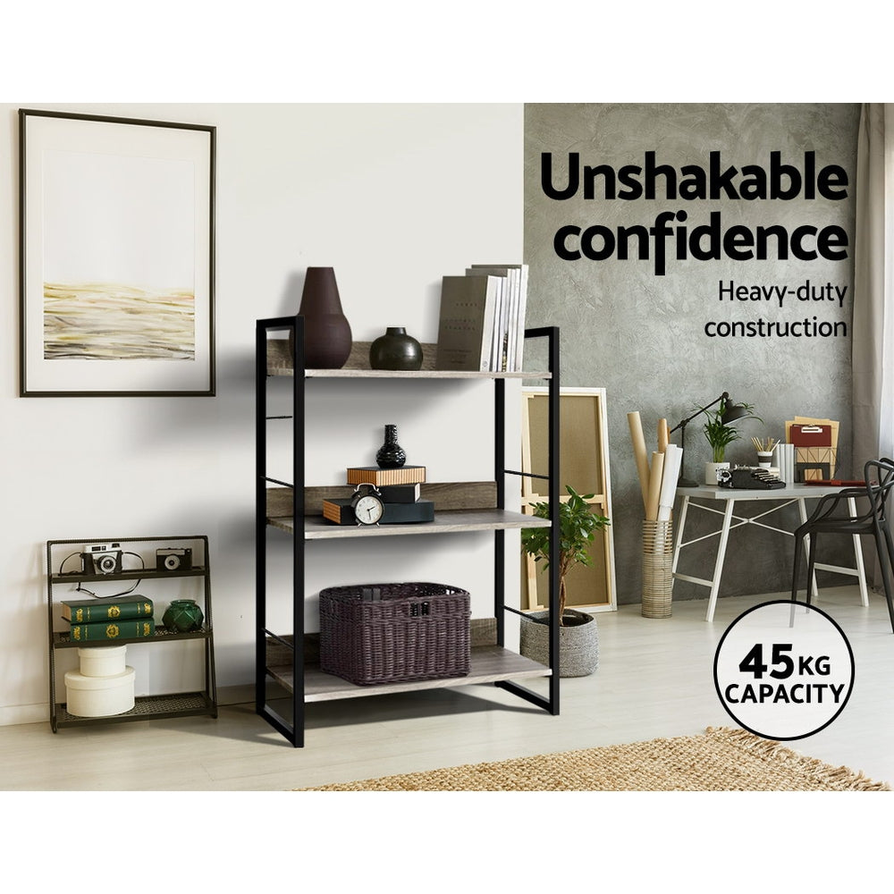 Brighton 3 Tier Display Shelf, Black and Oak