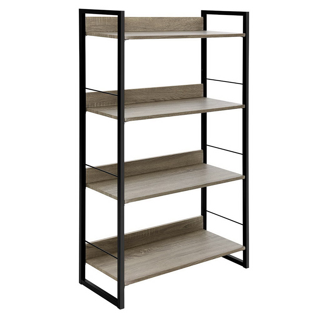 Frewville 4 Tier Bookshelf, Black and Oak
