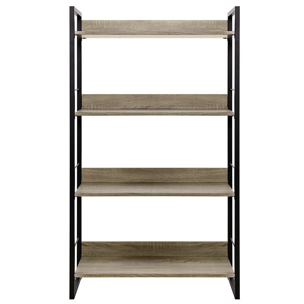 Frewville 4 Tier Bookshelf, Black and Oak