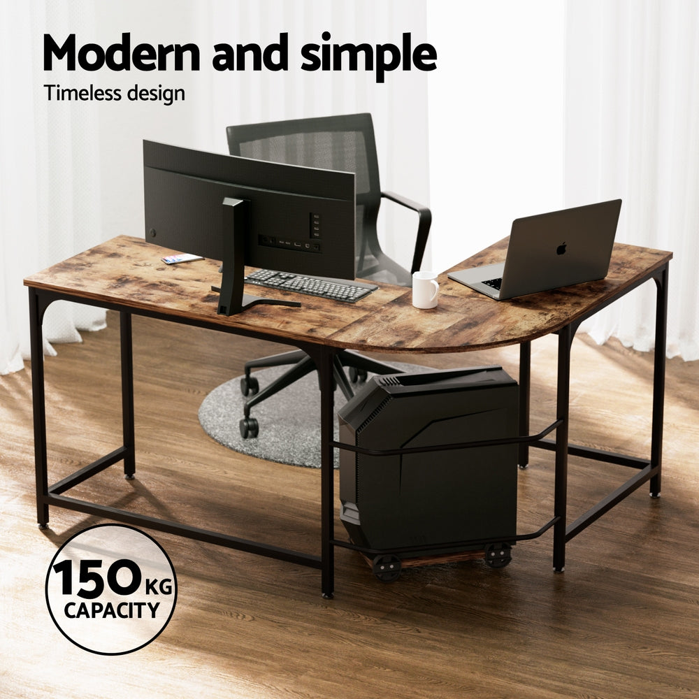 Watson brown L shaped corner computer desk in a home office