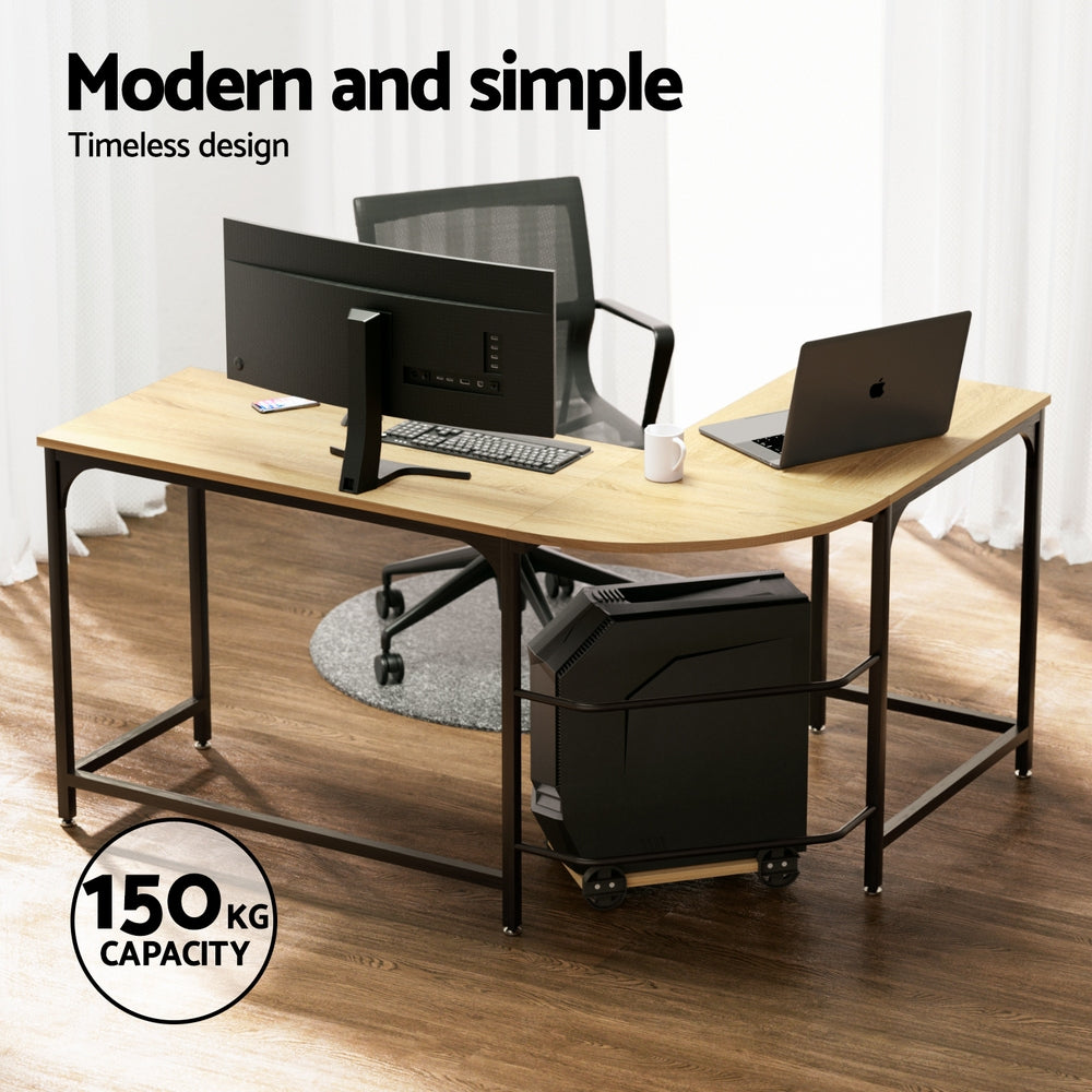 Artiss L-Shape Computer Desk with CPU Stand Black Brown or Oak — Allure Home Collections
