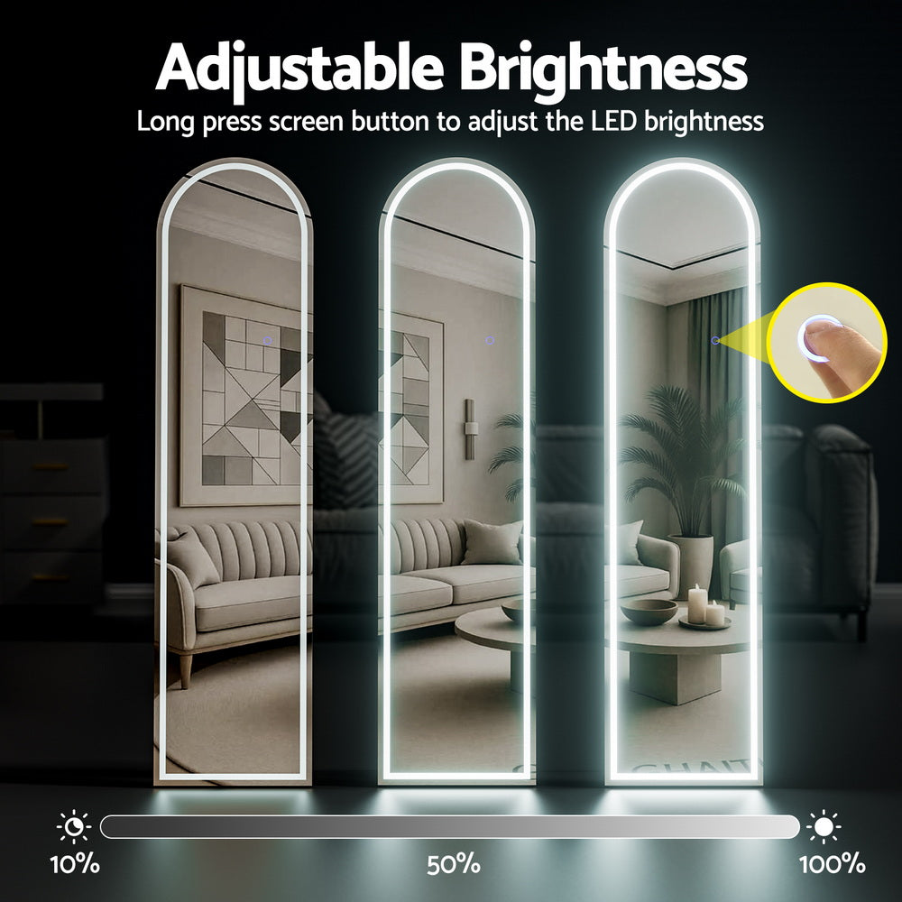 Apollo Bay LED Full Length Mirror, Arched 160cm