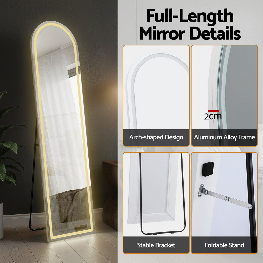 Apollo Bay LED Full Length Mirror, Arched 160cm