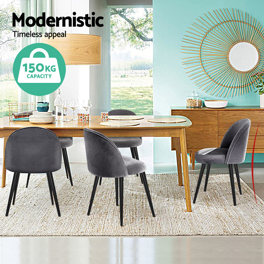 Marananga dark grey velvet dining chair in a modern dining room