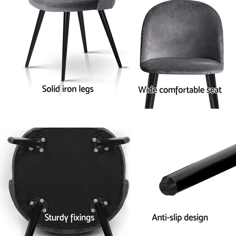 Marananga dark grey velvet dining chair in a modern dining room
