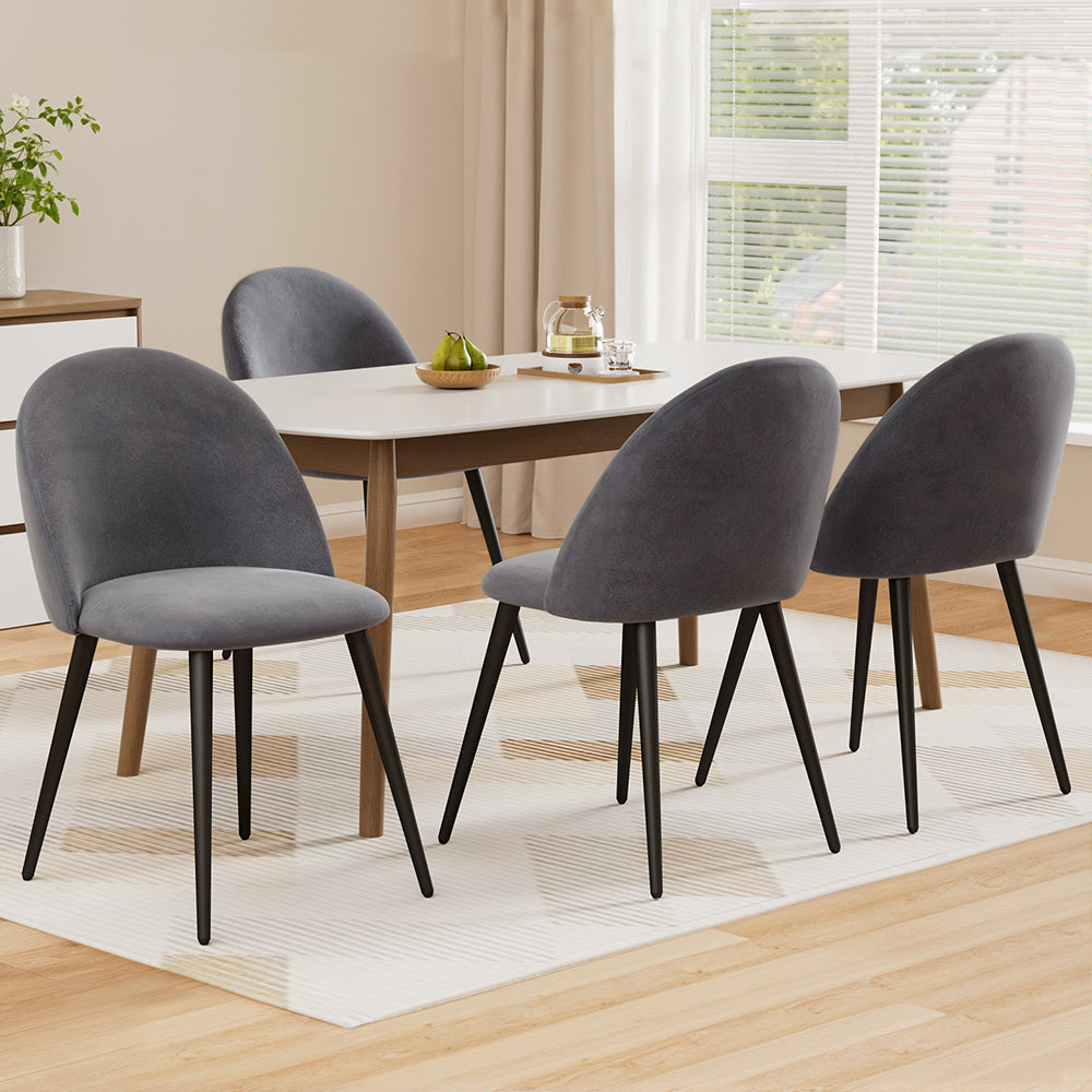 Marananga dark grey velvet dining chair in a modern dining room