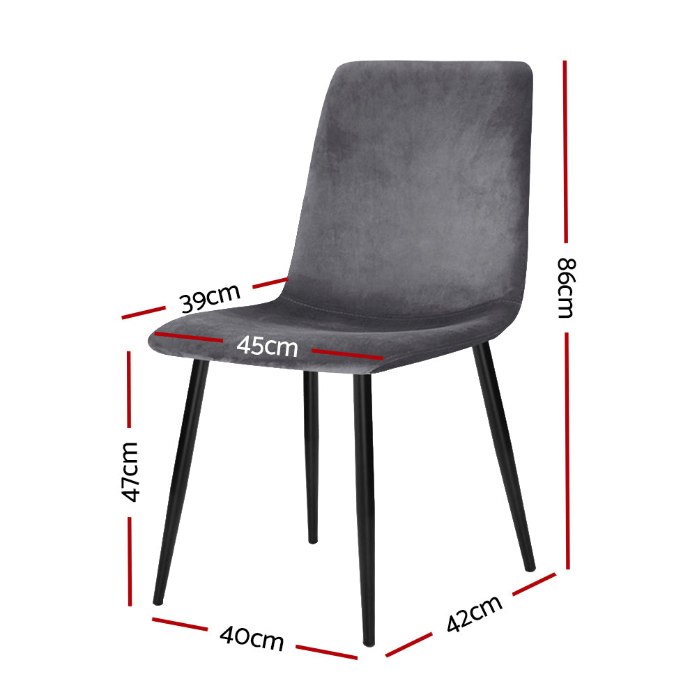 Hahndorf Dining Chair 4pcs, Grey Velvet