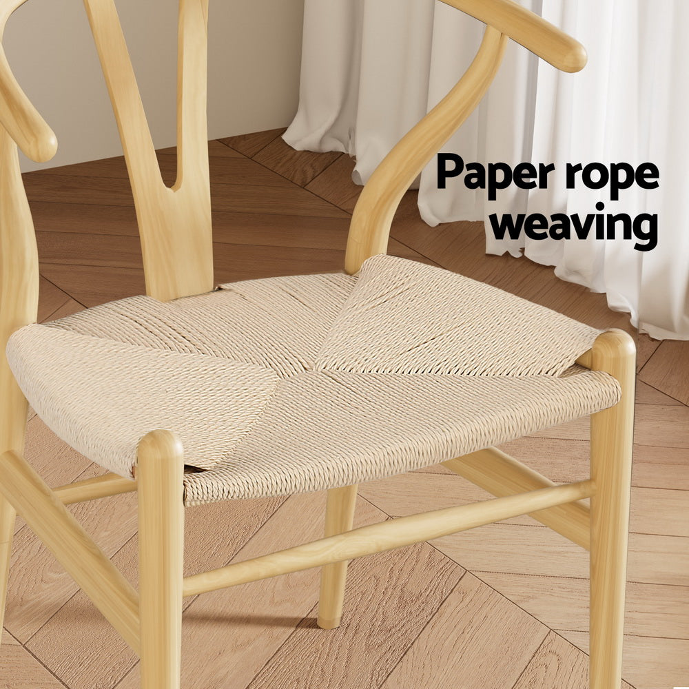 Cockatoo Valley natural wishbone dining armchair with woven paper rope seat