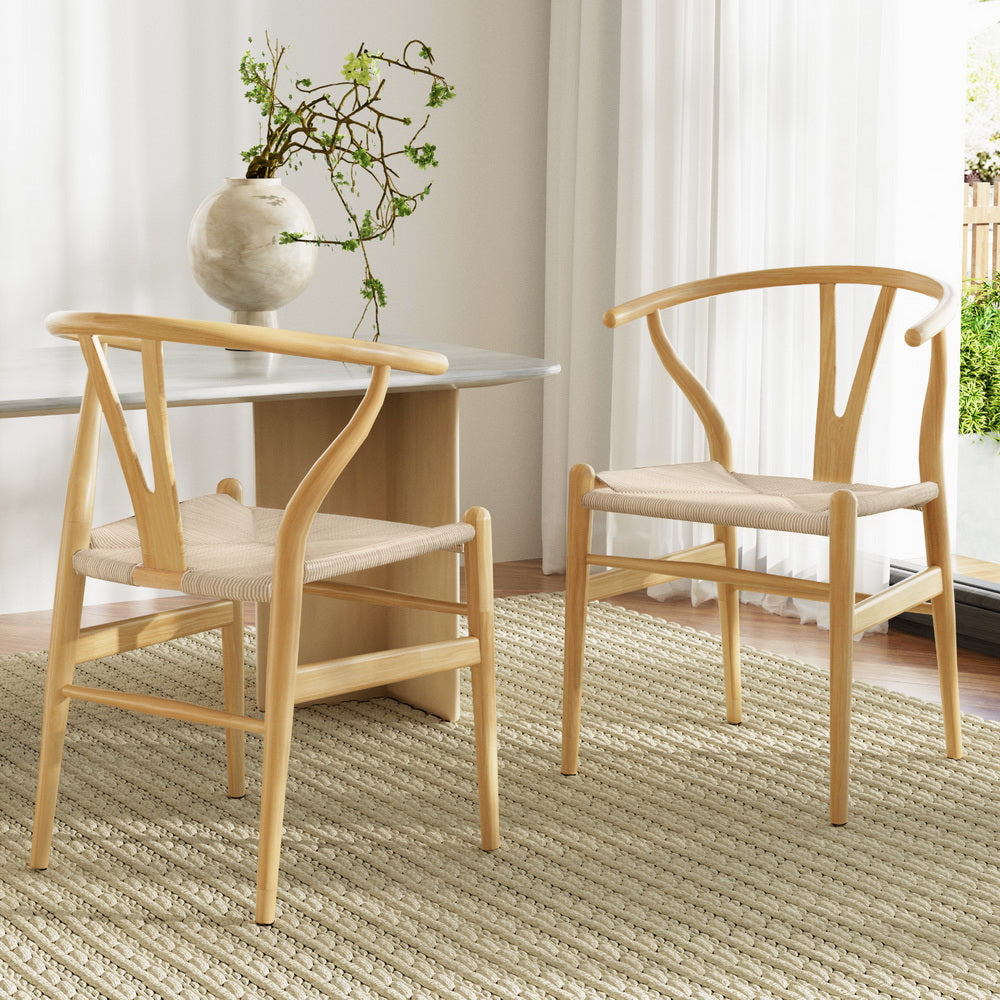 Cockatoo Valley natural wishbone dining armchair with woven paper rope seat