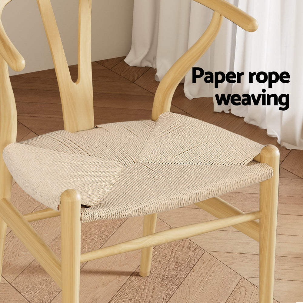 Cockatoo Valley natural wishbone dining armchair with woven paper rope seat