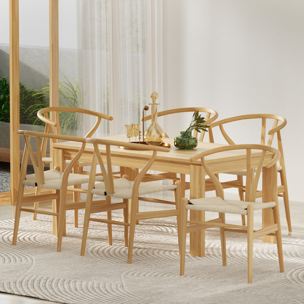 Cockatoo Valley natural wishbone dining armchair with woven paper rope seat
