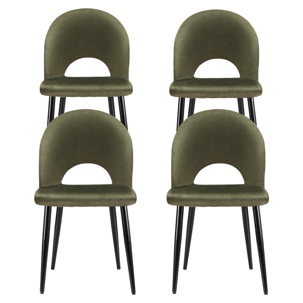 Artiss Velvet Hollow-Back Green Dining Chairs — Set of 4 — Allure Home Collections