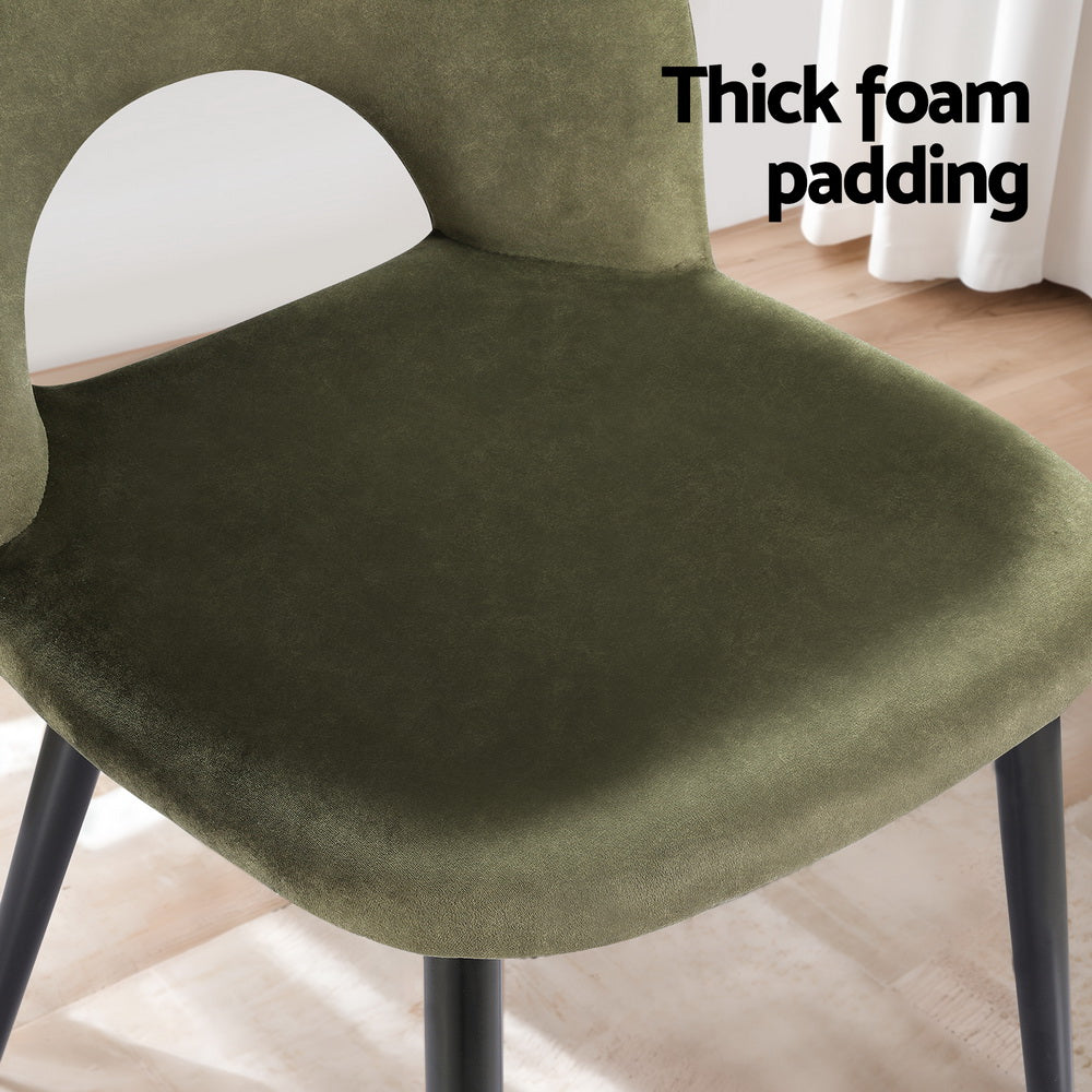 Artiss Velvet Hollow-Back Green Dining Chairs — Set of 4 — Allure Home Collections
