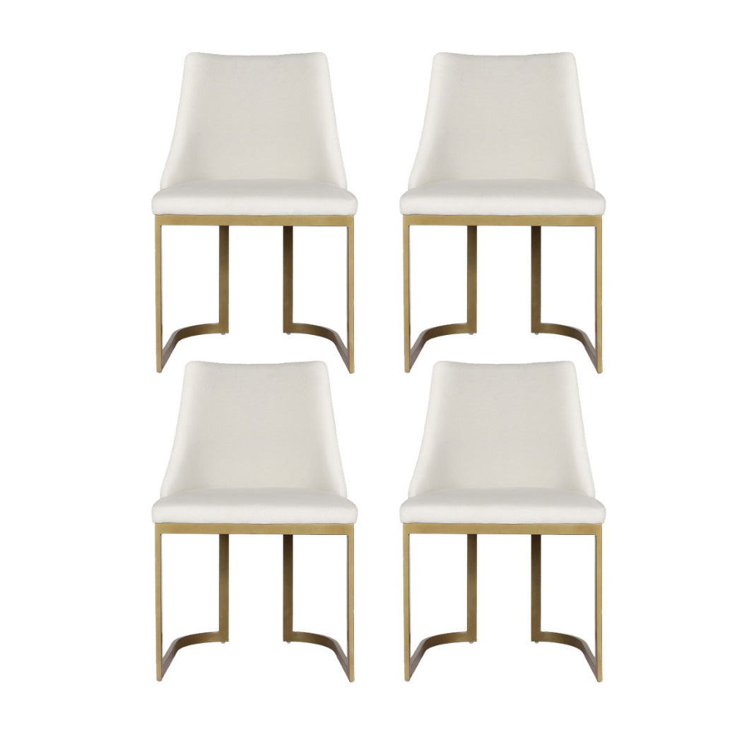 Eden Valley beige faux linen dining chair with gold legs