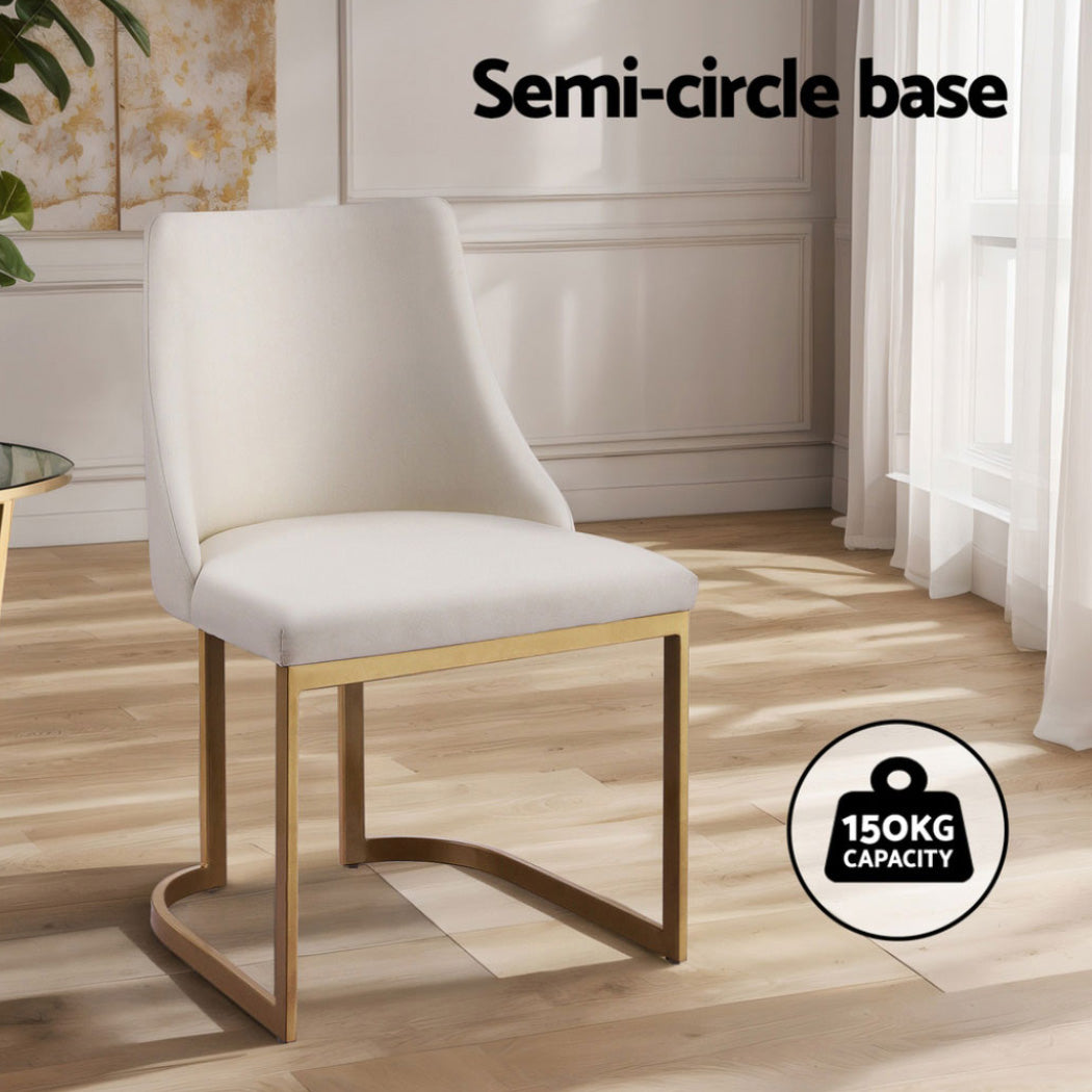 Eden Valley beige faux linen dining chair with gold legs