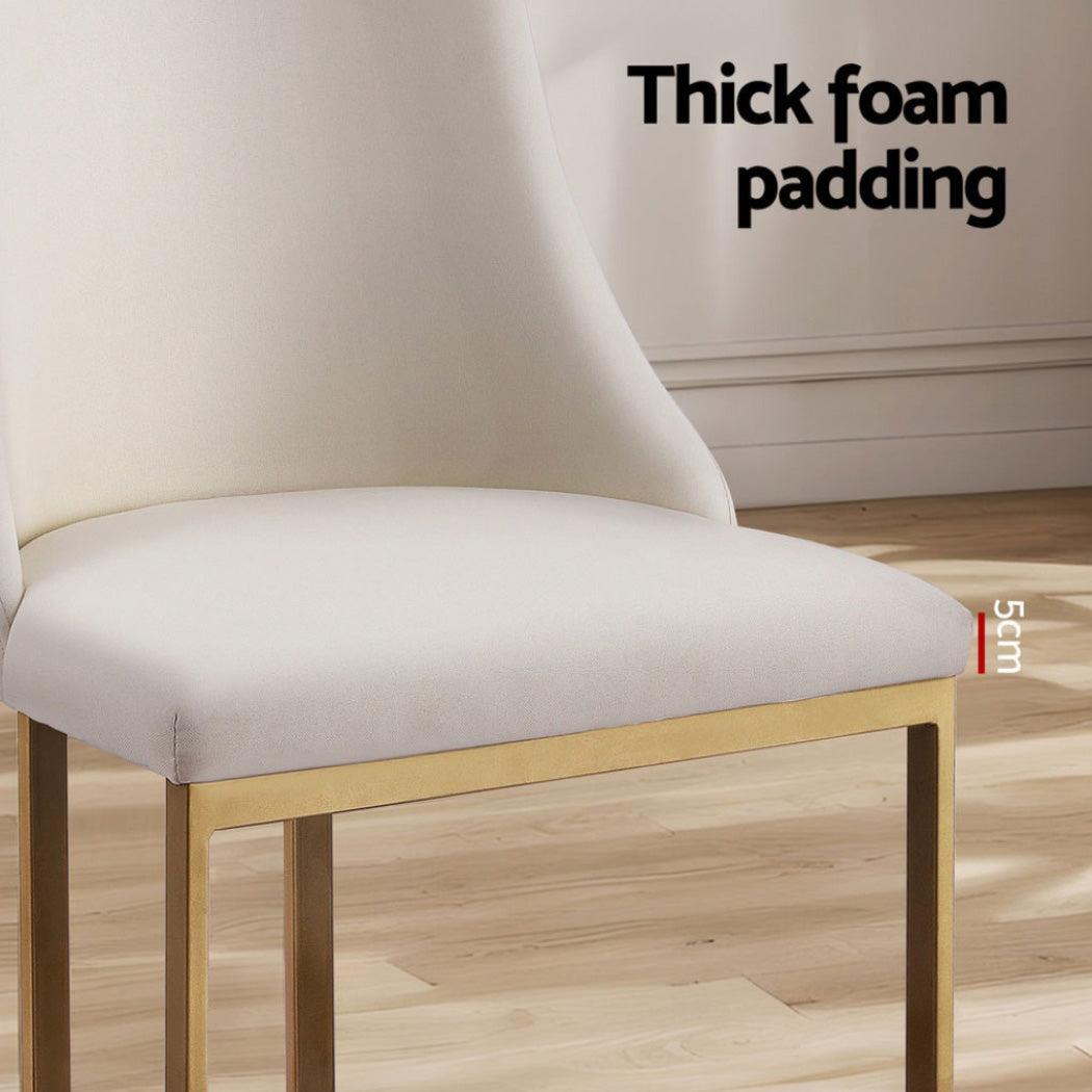 Eden Valley beige faux linen dining chair with gold legs