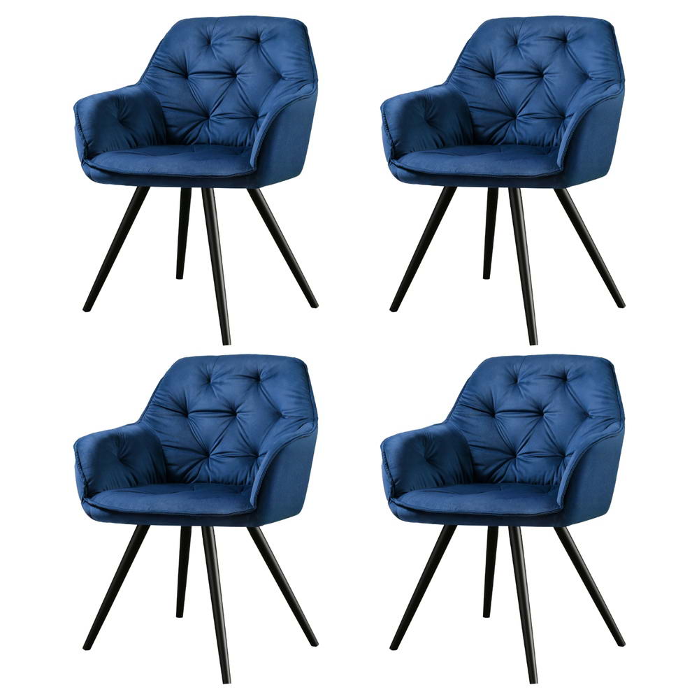Artiss Velvet Diamond-Tufted Armchair Dining Chairs — Set of 4, Green or Blue — Allure Home Collections