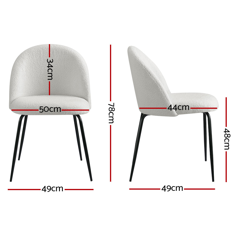 Angaston Winged Dining Chair, White Sherpa 2pcs