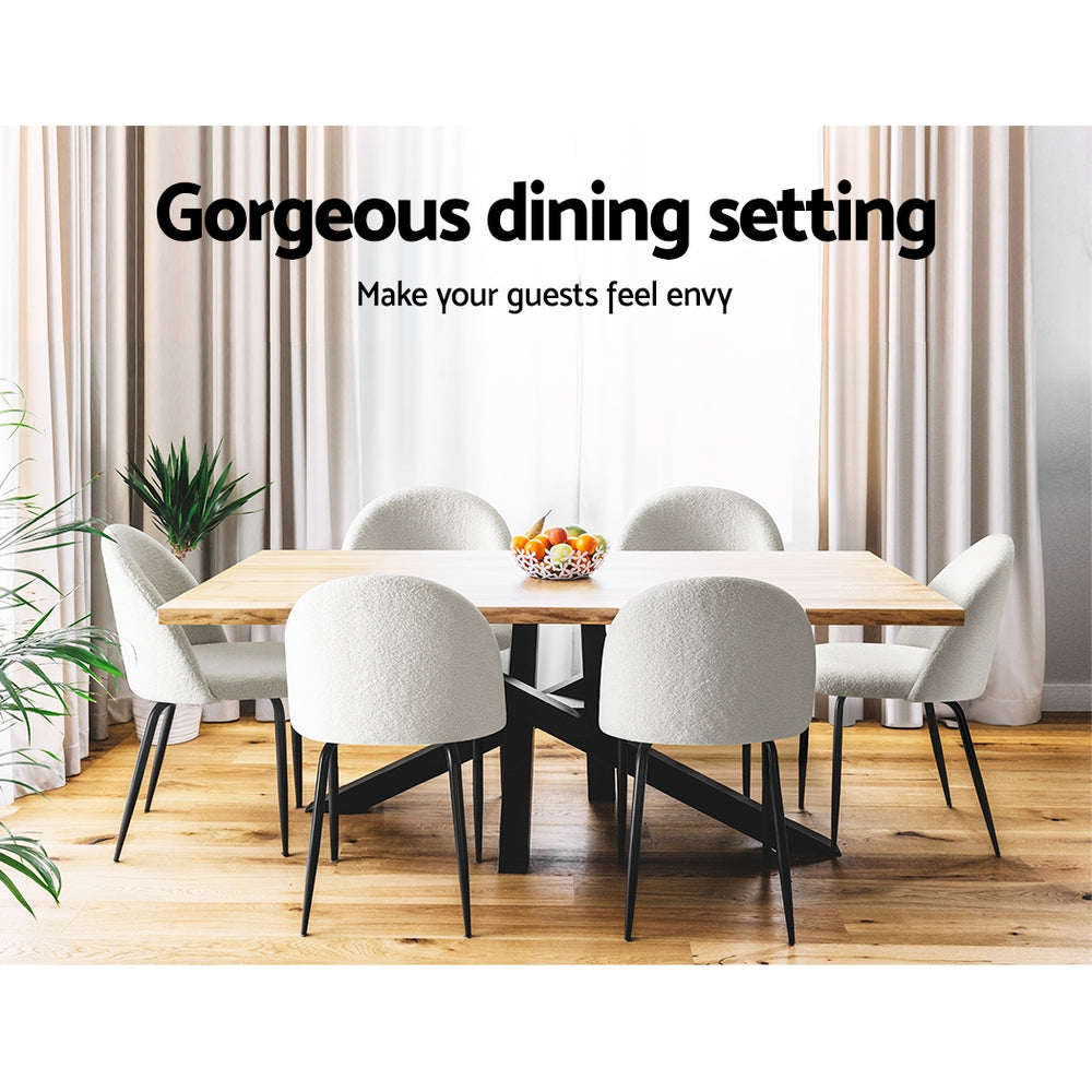 Angaston Winged Dining Chair, White Sherpa 2pcs