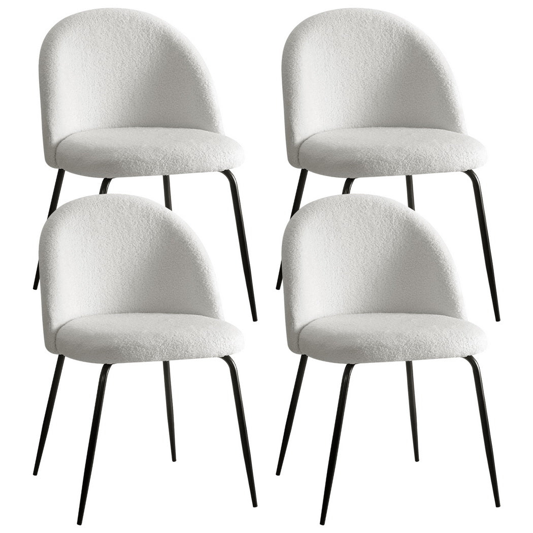Gomersal white sherpa boucle dining chair with winged back