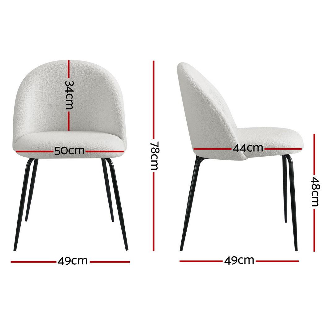 Gomersal white sherpa boucle dining chair with winged back