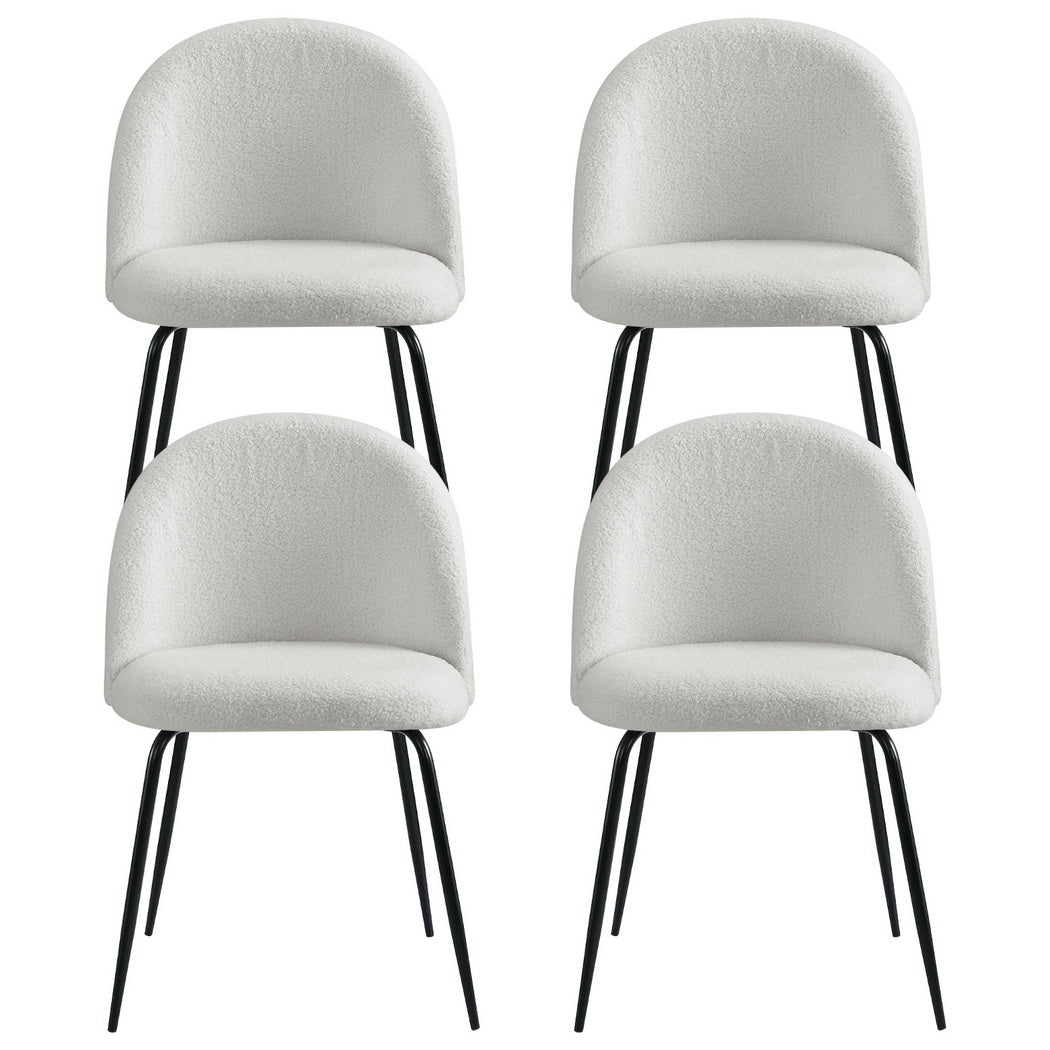 Gomersal white sherpa boucle dining chair with winged back