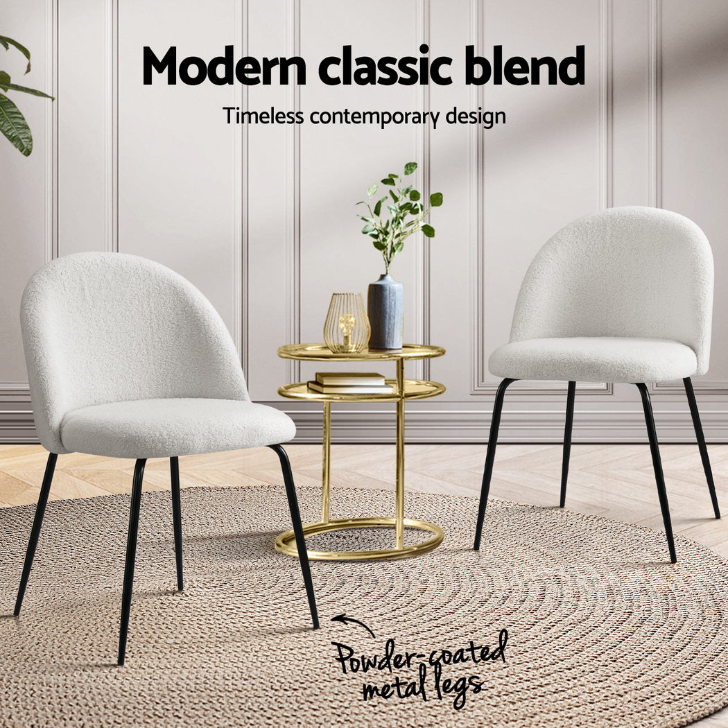 Gomersal white sherpa boucle dining chair with winged back