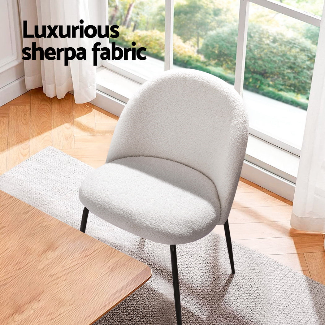 Gomersal white sherpa boucle dining chair with winged back