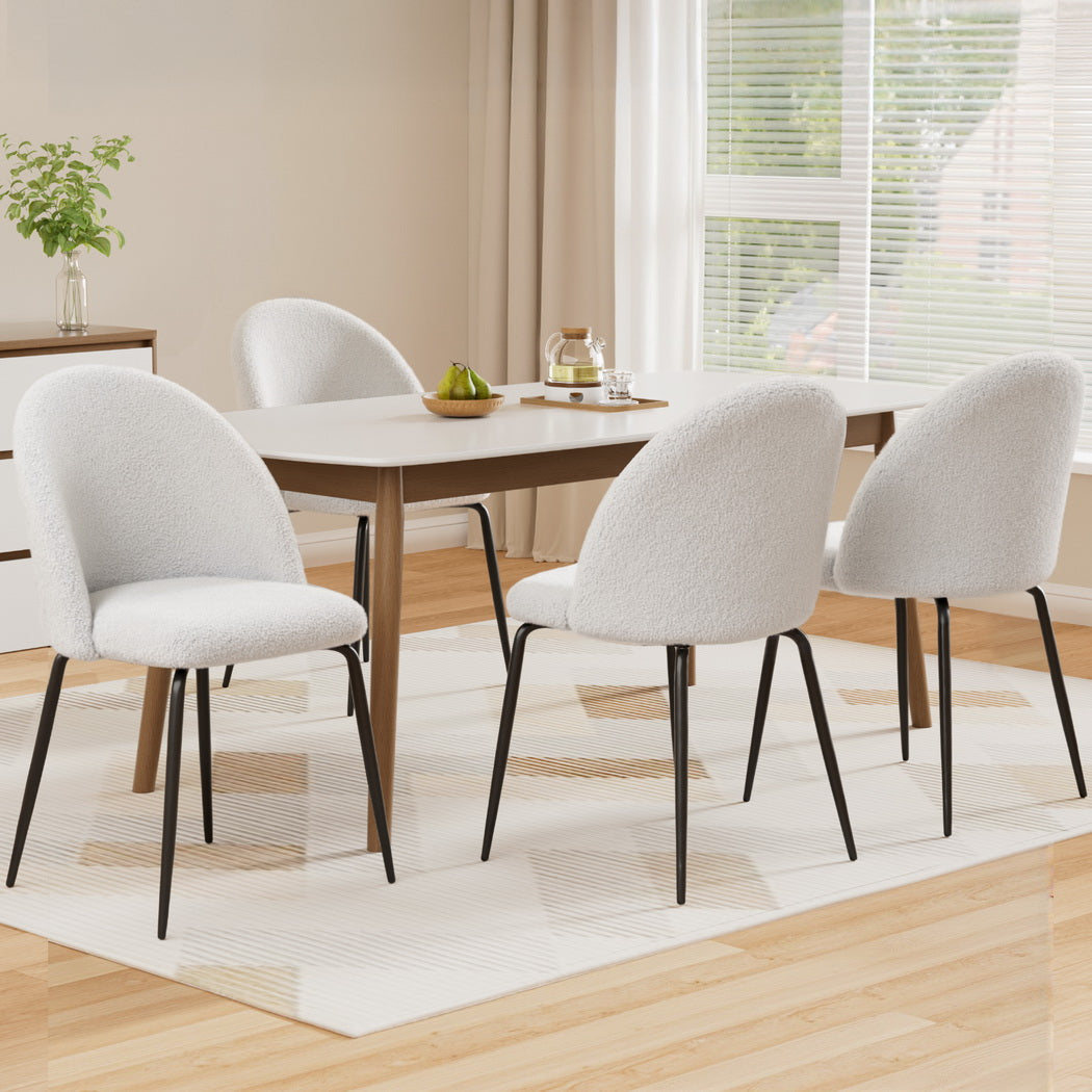 Gomersal white sherpa boucle dining chair with winged back