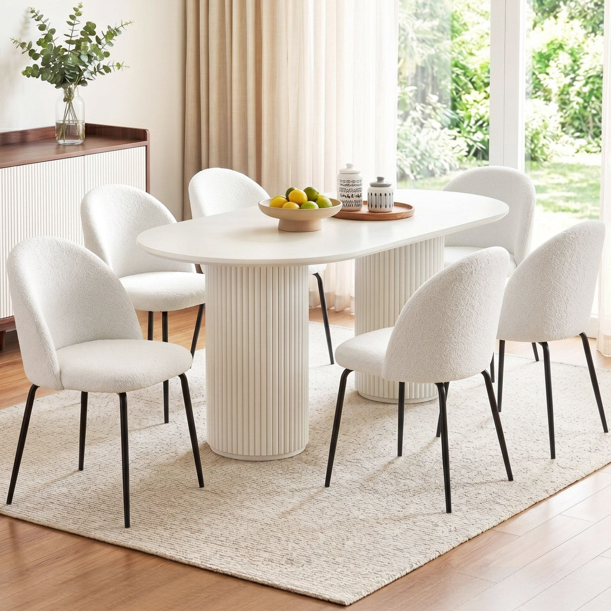 Hahndorf Winged Dining Chair, White Sherpa 6pcs