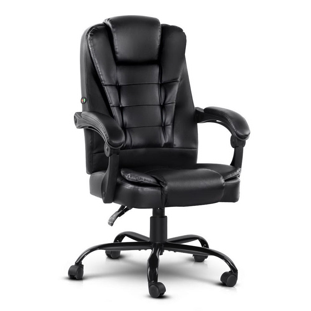 Artiss Executive Massage Office Chair — Black PU Leather, 2-Zone Vibration — Allure Home Collections