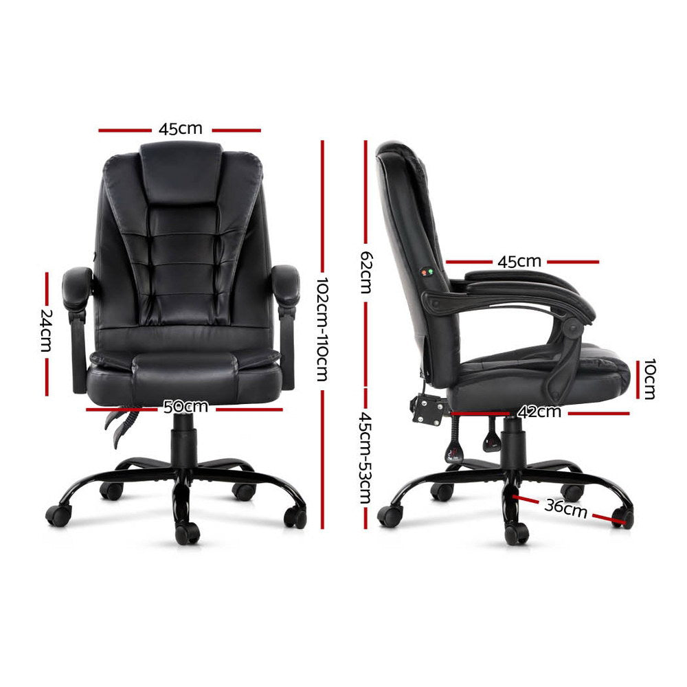Artiss Executive Massage Office Chair — Black PU Leather, 2-Zone Vibration — Allure Home Collections