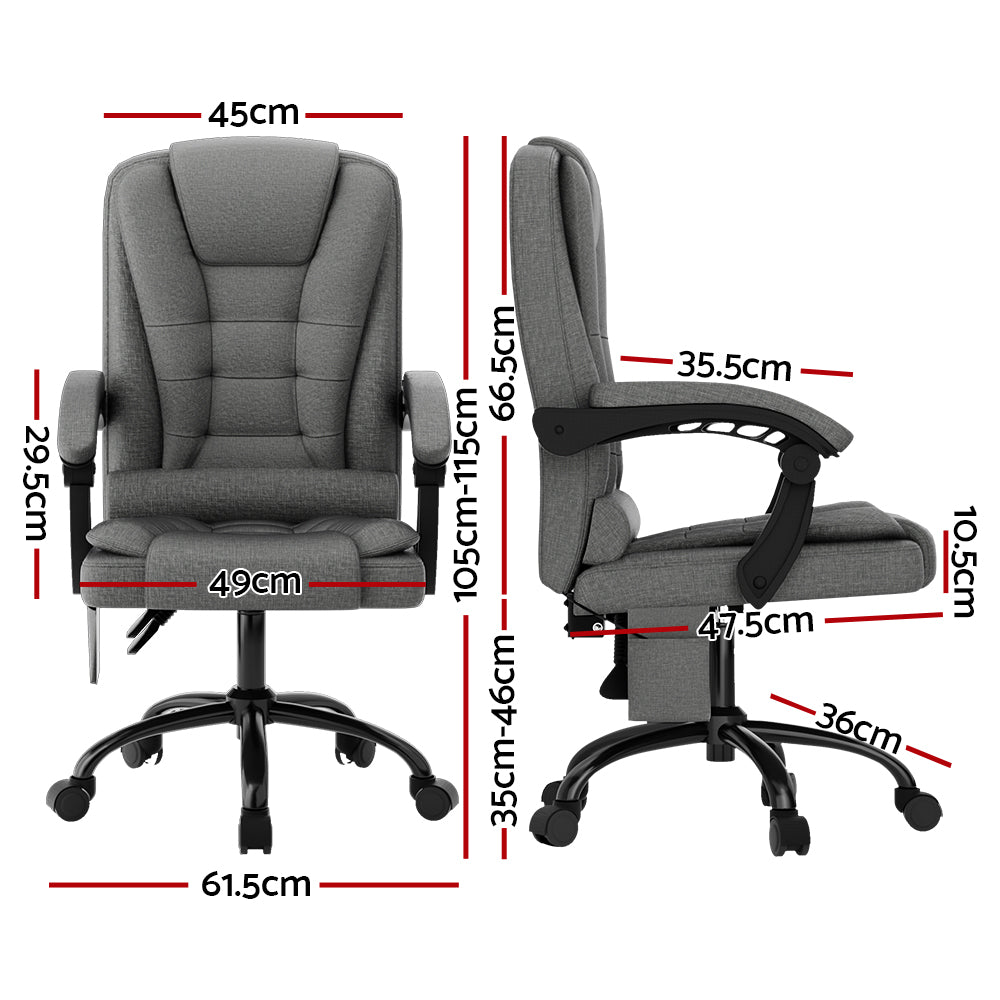 Artiss 2-Point Massage Office Chair — Black Fabric — Allure Home Collections