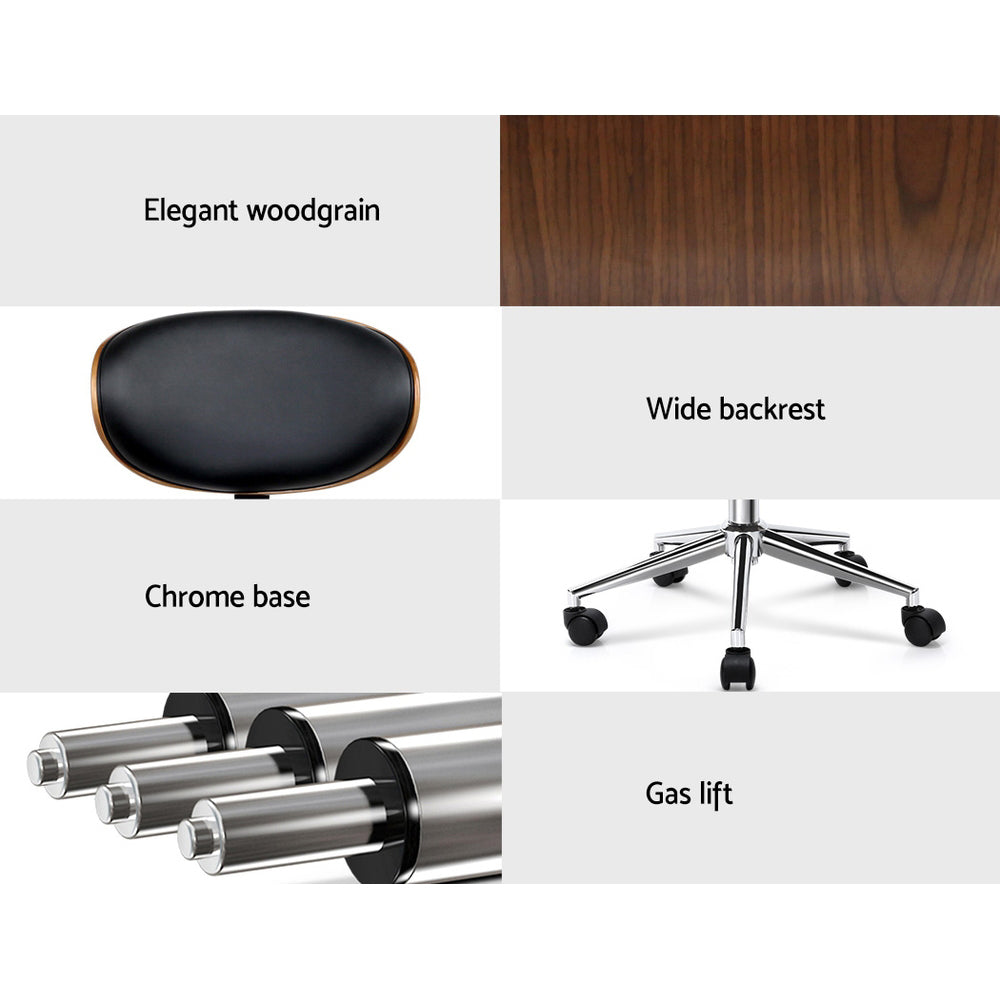 Artiss Retro Wooden Office Chair with Black Leather Seat — Allure Home Collections