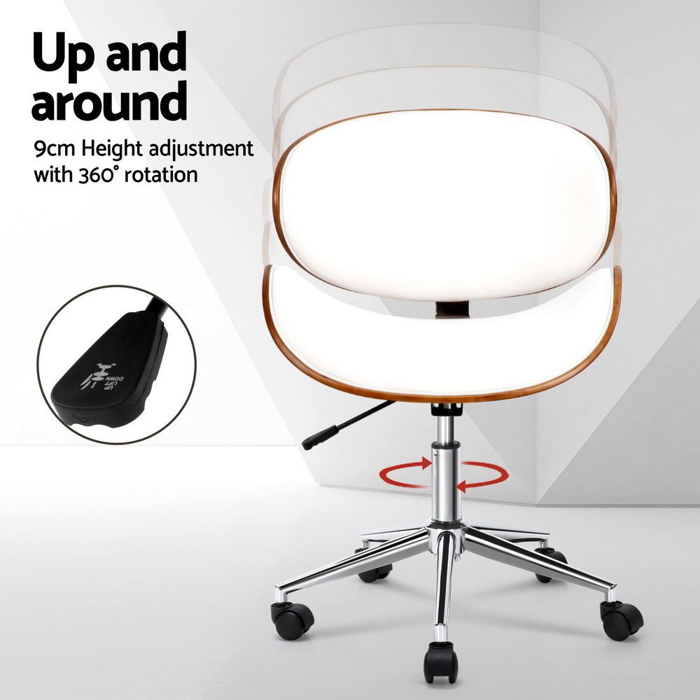 Dongara white and brown retro wooden office chair, view 4